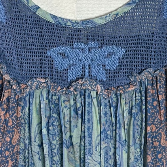 Free People Bohemian 70s Patchwork Hippie Lost Palms Craft Maxi Dress Medium - Picture 14 of 17